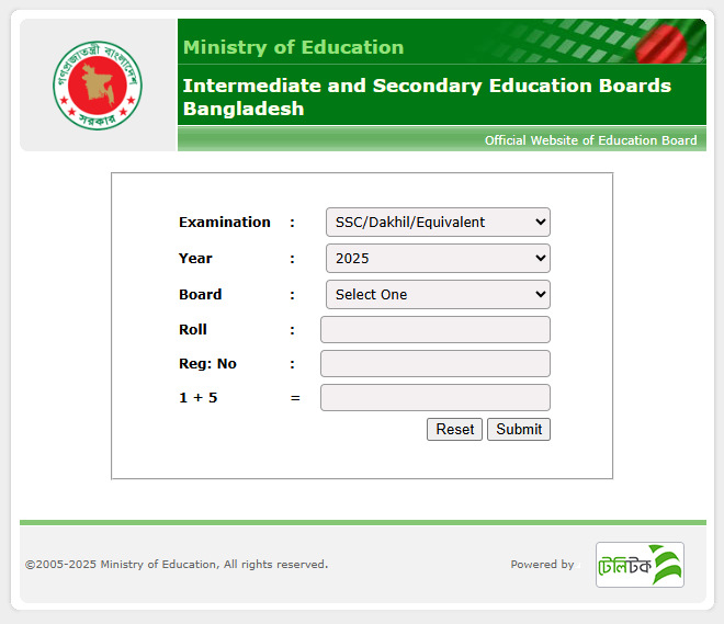 SSC Result by Online from educationboardresults.gov.bd